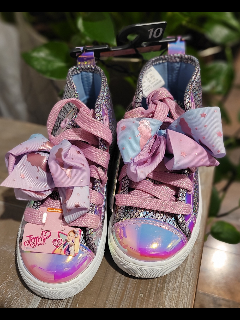 JoJo Siwa Pink & Iridescent High-Top Kids Sneakers with Star Bow